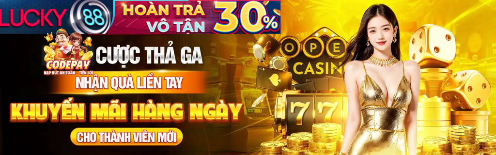 Banner quảng cáo Lucky88 với các trò chơi hấp dẫn